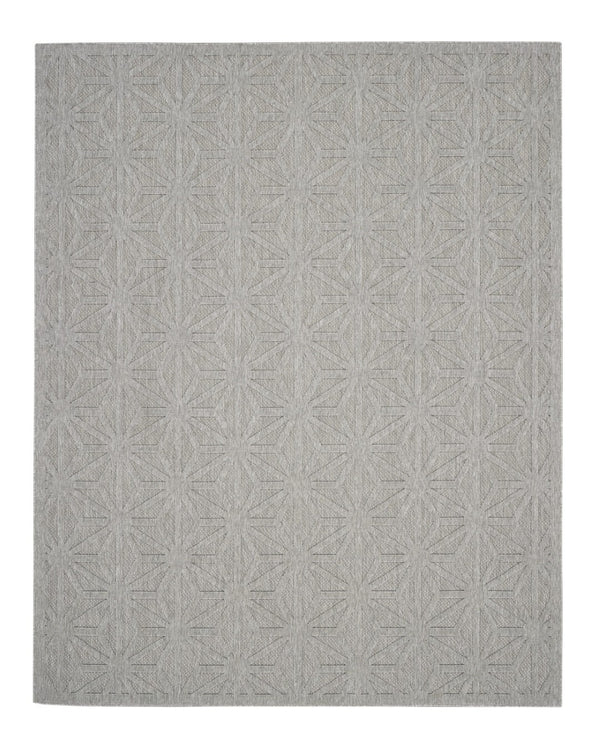 HomeRoots 7' Modern Light Gray Geometric Area Rug - Durable, Stain-Resistant for Indoor & Outdoor Spaces 550825