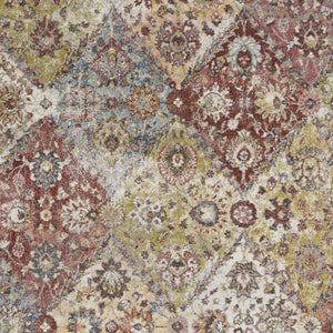 Homeroots 4' X 6' Green And Ivory Floral Distressed Area Rug  Polypropylene 550829