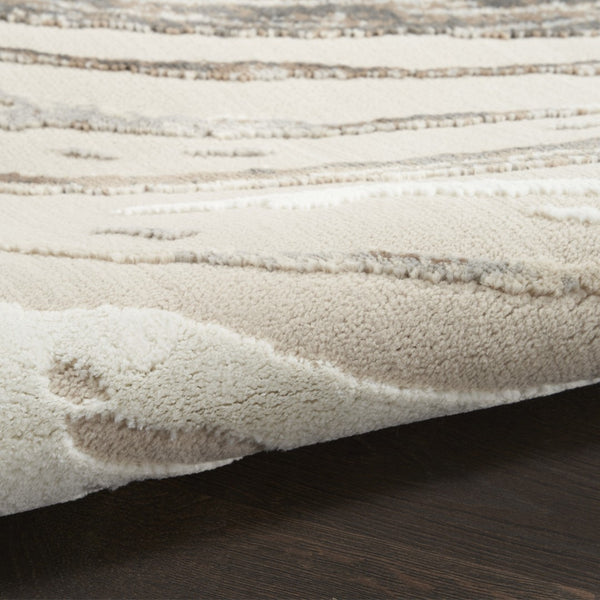 HomeRoots 5' Modern Abstract Area Rug in Beige, Black, and Gray – Stain-Resistant, Non-Skid, Durable Design 8' X 10' 550830