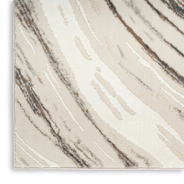 HomeRoots 5' Modern Abstract Area Rug in Beige, Black, and Gray – Stain-Resistant, Non-Skid, Durable Design 8' X 10' 550830