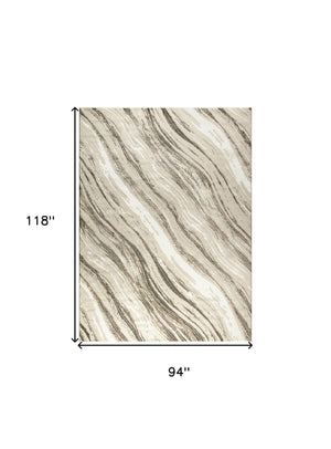 Homeroots 8' X 10' Beige And Gray Abstract Non Skid Area Rug  Polyester 550830