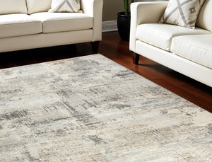 Homeroots 8' X 10' Beige And Gray Abstract Non Skid Area Rug  Polyester 550831