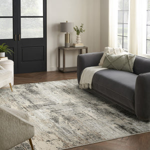 HomeRoots 5' Abstract Beige, Ivory, and Gray Non-Skid Area Rug - Modern, Stain-Resistant Design for Homes 8' X 10' 550831