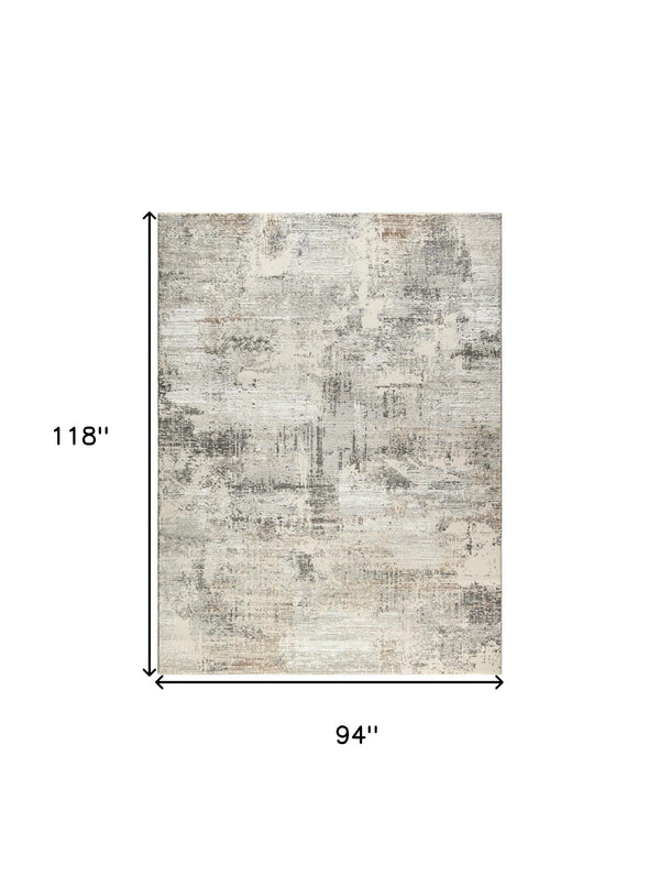 Homeroots 8' X 10' Beige And Gray Abstract Non Skid Area Rug  Polyester 550831
