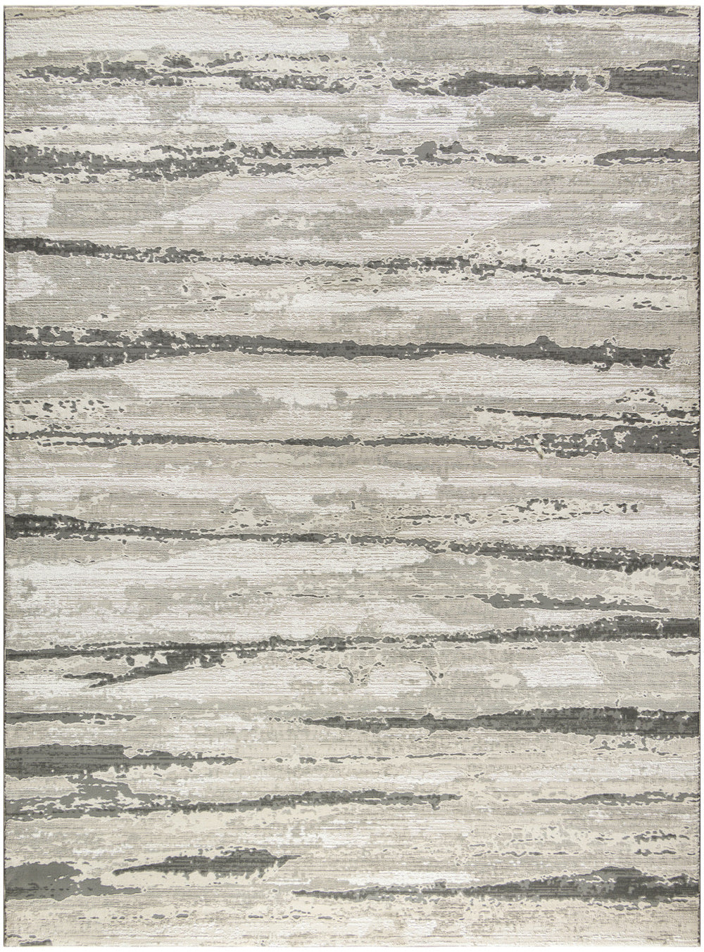 Homeroots 8' X 10' Ivory Black And Gray Abstract Non Skid Area Rug  Polyester 550833