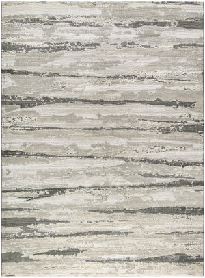 Homeroots 8' X 10' Ivory Black And Gray Abstract Non Skid Area Rug  Polyester 550833