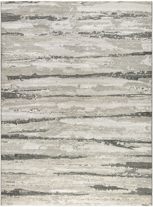 Homeroots 8' X 10' Ivory Black And Gray Abstract Non Skid Area Rug  Polyester 550833
