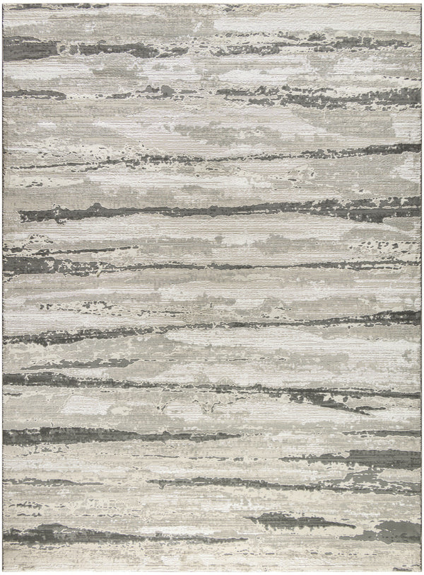 Homeroots 8' X 10' Ivory Black And Gray Abstract Non Skid Area Rug  Polyester 550833