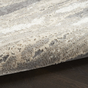 HomeRoots 5' Abstract Ivory Beige and Gray Non-Skid Area Rug - Durable, Stain-Resistant, Modern Style for Any Room 8' X 10' 550833