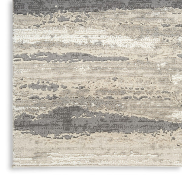 HomeRoots 5' Abstract Ivory Beige and Gray Non-Skid Area Rug - Durable, Stain-Resistant, Modern Style for Any Room 8' X 10' 550833