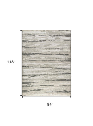 Homeroots 8' X 10' Ivory Black And Gray Abstract Non Skid Area Rug  Polyester 550833