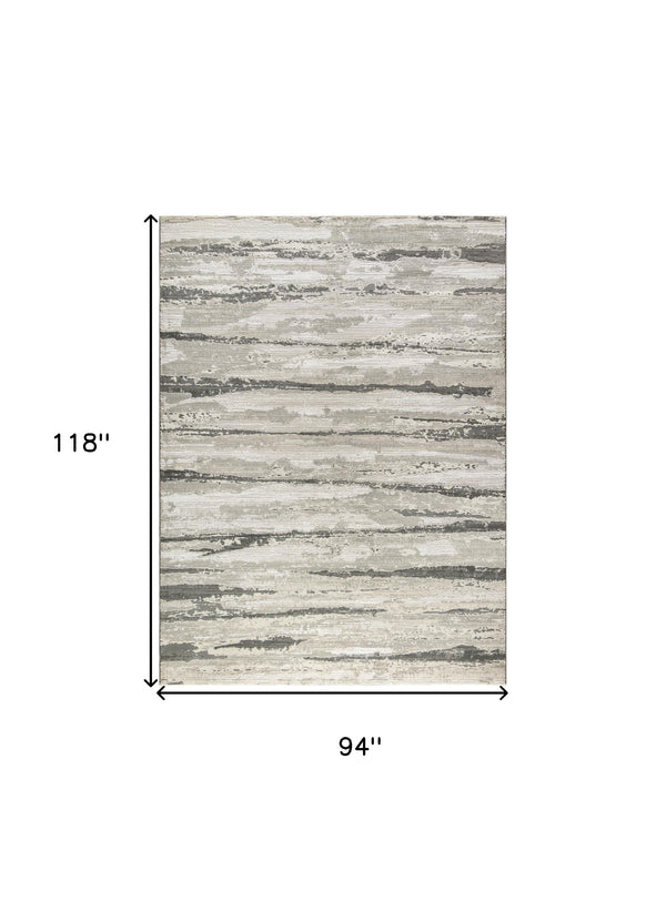 Homeroots 8' X 10' Ivory Black And Gray Abstract Non Skid Area Rug  Polyester 550833