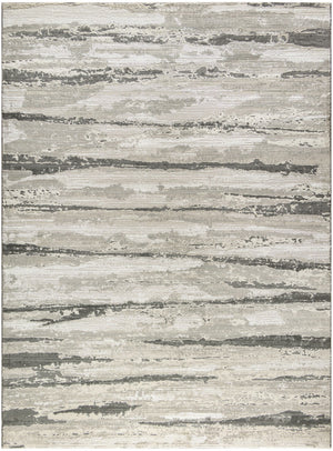 HomeRoots 5' Abstract Ivory Beige and Gray Non-Skid Area Rug - Durable, Stain-Resistant, Modern Style for Any Room 8' X 10' 550833