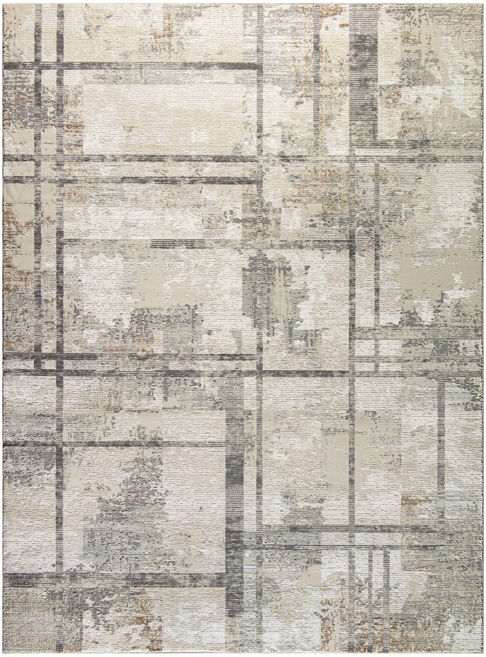 Homeroots 8' X 10' Ivory And Black Abstract Non Skid Area Rug  Polyester 550836