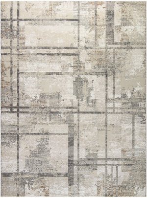 Homeroots 8' X 10' Ivory And Black Abstract Non Skid Area Rug  Polyester 550836