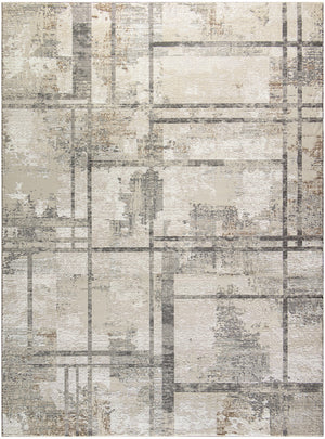 Homeroots 8' X 10' Ivory And Black Abstract Non Skid Area Rug  Polyester 550836