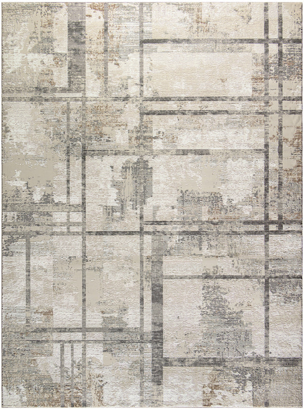 Homeroots 8' X 10' Ivory And Black Abstract Non Skid Area Rug  Polyester 550836