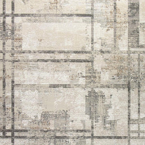 HomeRoots 5' Modern Abstract Area Rug in Ivory, Gray & Black - Durable, Stain-Resistant, Non-Skid Design 8' X 10' 550836