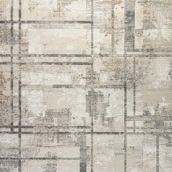 HomeRoots 5' Modern Abstract Area Rug in Ivory, Gray & Black - Durable, Stain-Resistant, Non-Skid Design 8' X 10' 550836