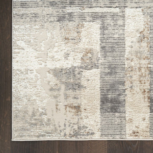 HomeRoots 5' Modern Abstract Area Rug in Ivory, Gray & Black - Durable, Stain-Resistant, Non-Skid Design 8' X 10' 550836