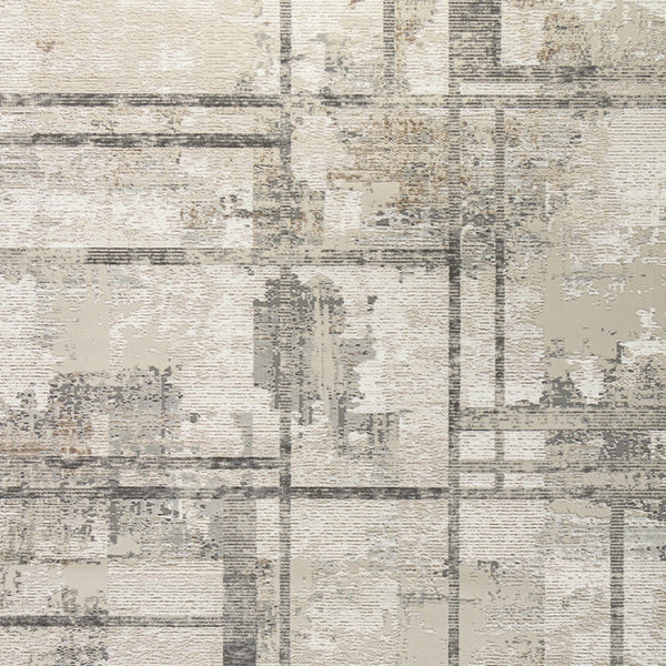 Homeroots 8' X 10' Ivory And Black Abstract Non Skid Area Rug  Polyester 550836