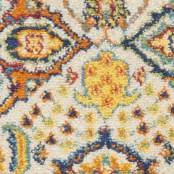 Homeroots 12' Runner Blue And Yellow Floral Power Loom Runner Rug  Polypropylene 550837