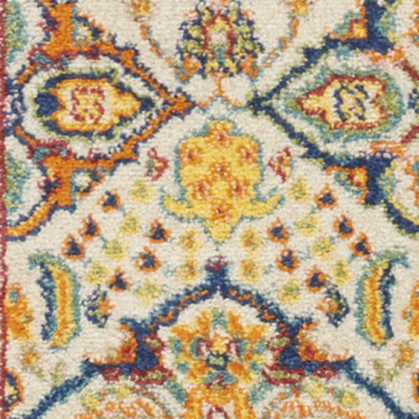 Homeroots 12' Runner Blue And Yellow Floral Power Loom Runner Rug  Polypropylene 550837