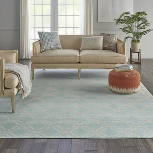 HomeRoots 8' Coastal Charm Beige and Green Trellis Non-Skid Area Rug for High-Traffic Homes with Pets 8' X 10' 550855