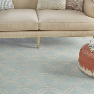 HomeRoots 8' Coastal Charm Beige and Green Trellis Non-Skid Area Rug for High-Traffic Homes with Pets 8' X 10' 550855
