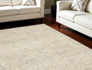 Homeroots 6' X 9' Beige And Gray Geometric Distressed Area Rug - Durable, Stain Resistant For Stylish Homes!  Polypropylene 550857