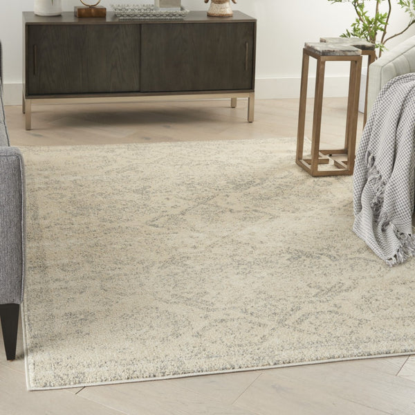 Homeroots 6' X 9' Beige And Gray Geometric Distressed Area Rug - Durable, Stain Resistant For Stylish Homes!  Polypropylene 550857
