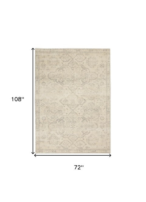 Homeroots 6' X 9' Beige And Gray Geometric Distressed Area Rug - Durable, Stain Resistant For Stylish Homes!  Polypropylene 550857