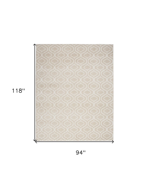 Homeroots 8' X 10' Beige And Ivory Trellis Non Skid Area Rug  Polypropylene 550858