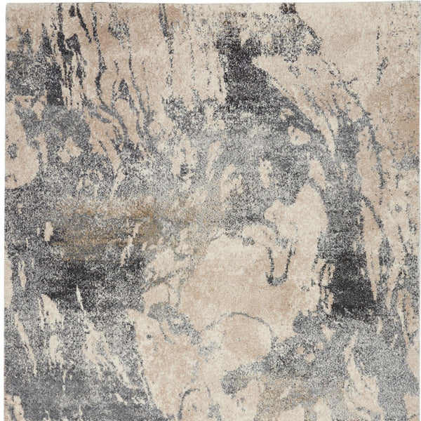 Homeroots 4' X 6' Cream And Gray Abstract Distressed Area Rug  Polypropylene 550867