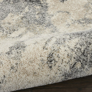 HomeRoots 4' Cream and Gray Abstract Distressed Area Rug - Modern, Durable, and Stylish Floor Covering for Your Home 4' X 6' 550867
