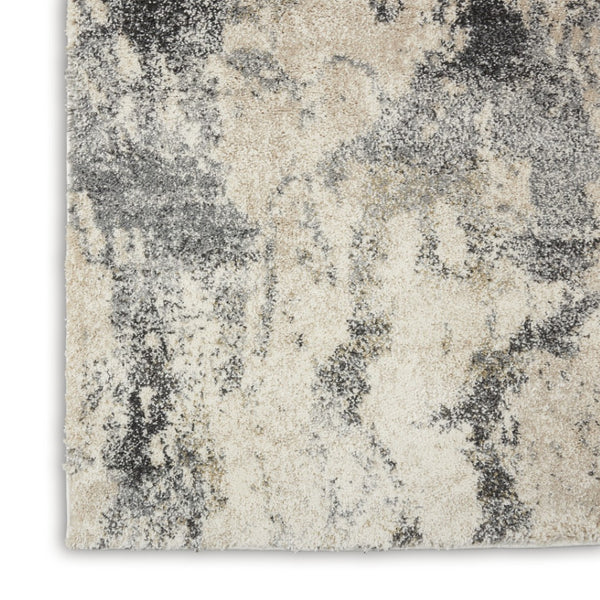 HomeRoots 4' Cream and Gray Abstract Distressed Area Rug - Modern, Durable, and Stylish Floor Covering for Your Home 4' X 6' 550867