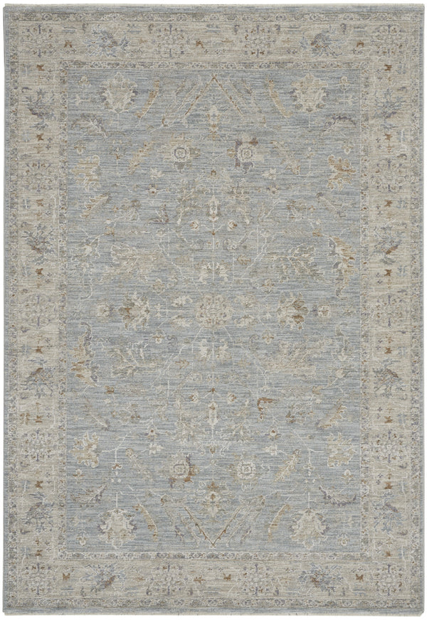 Homeroots 5' X 8' Beige And Blue Floral Power Loom Area Rug  Polypropylene,Polyester 550869