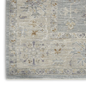 HomeRoots 5' Elegant Beige and Blue Floral Power Loom Area Rug - Timeless Style for Any Room Décor 5' X 8' 550869