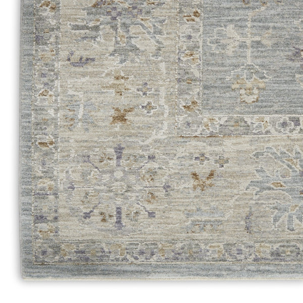 HomeRoots 5' Elegant Beige and Blue Floral Power Loom Area Rug - Timeless Style for Any Room Décor 5' X 8' 550869