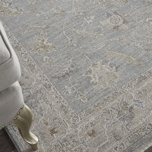 Homeroots 5' X 8' Beige And Blue Floral Power Loom Area Rug  Polypropylene,Polyester 550869