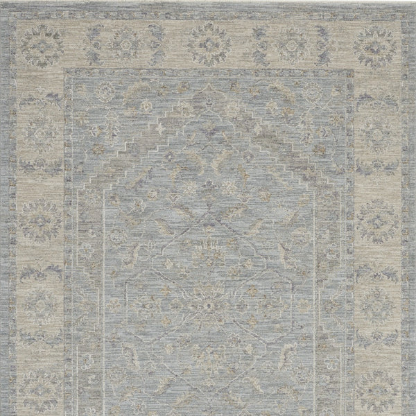 Homeroots 5' X 8' Beige And Blue Floral Power Loom Area Rug  Polypropylene,Polyester 550870