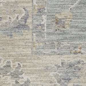HomeRoots 5' Elegant Beige and Blue Floral Power Loom Area Rug for Sophisticated Living Room Decor 5' X 8' 550870