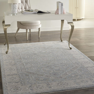 Homeroots 5' X 8' Beige And Blue Floral Power Loom Area Rug  Polypropylene,Polyester 550870