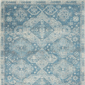 Homeroots 5' Ivory And Light Blue Medallion Distressed Area Rug - Durable, Stain Resistant, Stylish Design 5' X 7' Polypropylene 550871