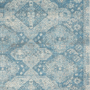 Homeroots 5' Ivory And Light Blue Medallion Distressed Area Rug - Durable, Stain Resistant, Stylish Design 5' X 7' Polypropylene 550871