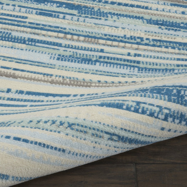 HomeRoots 6' Ivory Blue and Gray Abstract Area Rug – Stylish Non-Skid Design for Modern Homes and Durability 8' X 10' 550873