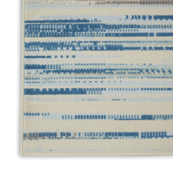 HomeRoots 6' Ivory Blue and Gray Abstract Area Rug – Stylish Non-Skid Design for Modern Homes and Durability 8' X 10' 550873