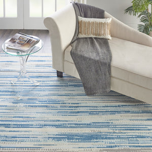 HomeRoots 6' Ivory Blue and Gray Abstract Area Rug – Stylish Non-Skid Design for Modern Homes and Durability 8' X 10' 550873