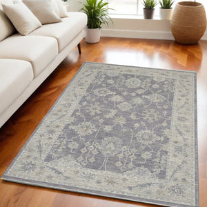 Homeroots 5' X 8' Ivory And Gray Floral Power Loom Area Rug  Polypropylene,Polyester 550886