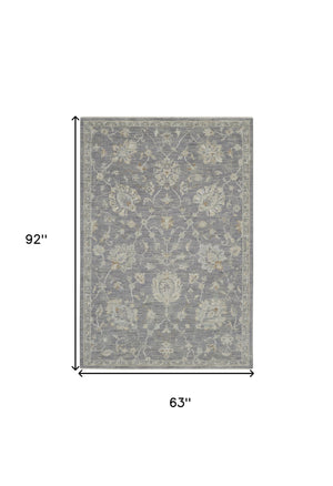 Homeroots 5' X 8' Ivory And Gray Floral Power Loom Area Rug  Polypropylene,Polyester 550886
